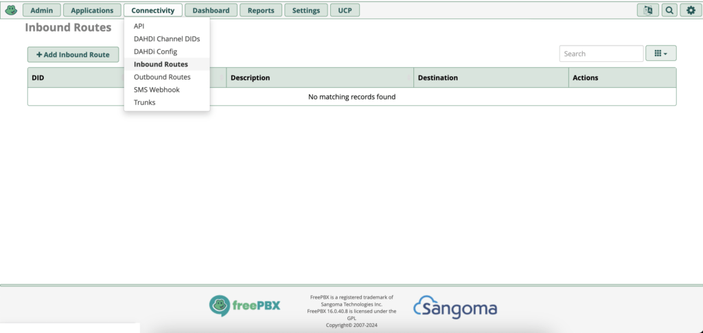 FreePBX Inbound Route