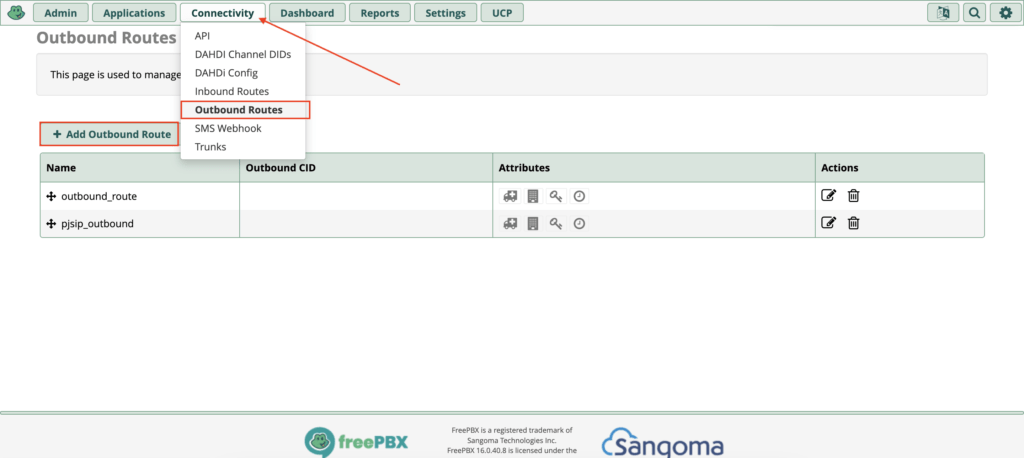 FreePBX Outbound Route