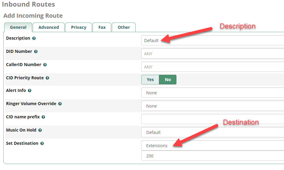 Inbound Route FreePBX