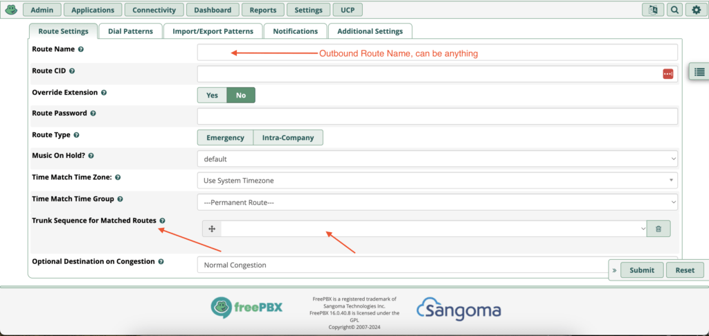 FreePBX OutBound Route