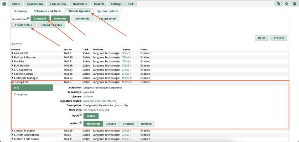 FreePBX Admin Module Inside